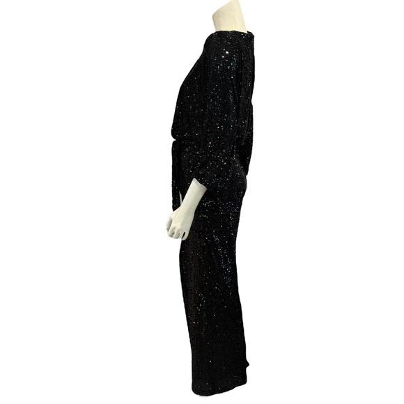 New Vince Camuto Black Sequined Wide Leg Jumpsuit - Picture 6 of 15